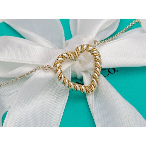 Tiffany & Co. Necklace Twisted Heart Rope Pendant 18k & Silver - Picture 8 of 9